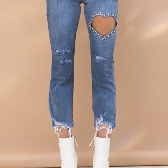 Blue B Denim - 22300P D Blue B Cut Out Denim Jeans Various Sizes